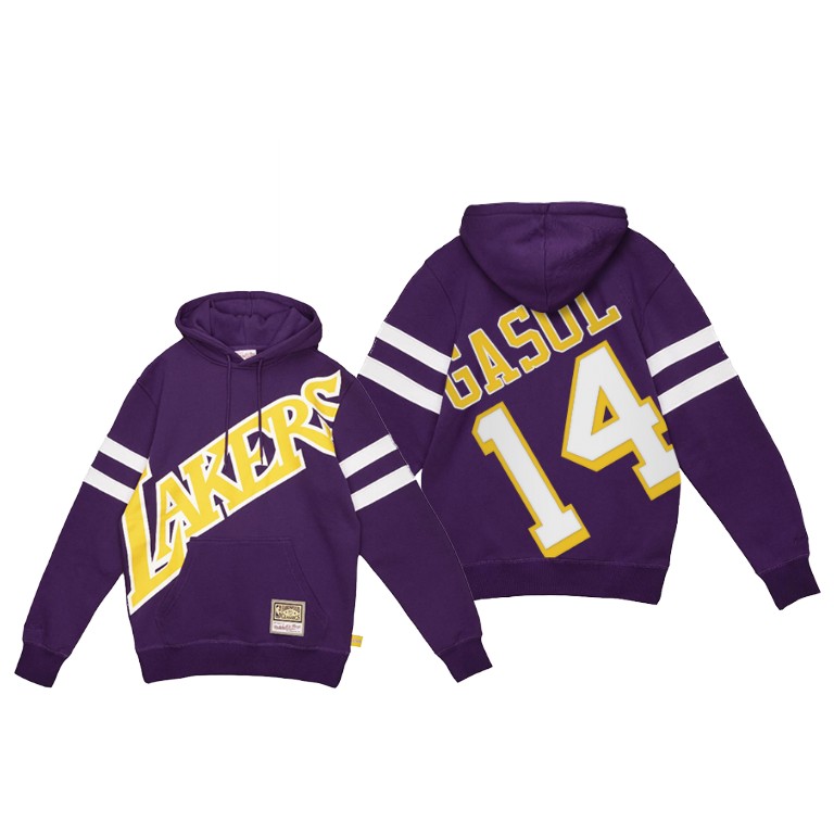 Men's Los Angeles Lakers Marc Gasol #14 NBA Pullover Big Face2.0 HWC Throwback Purple Basketball Hoodie IAN1783MZ